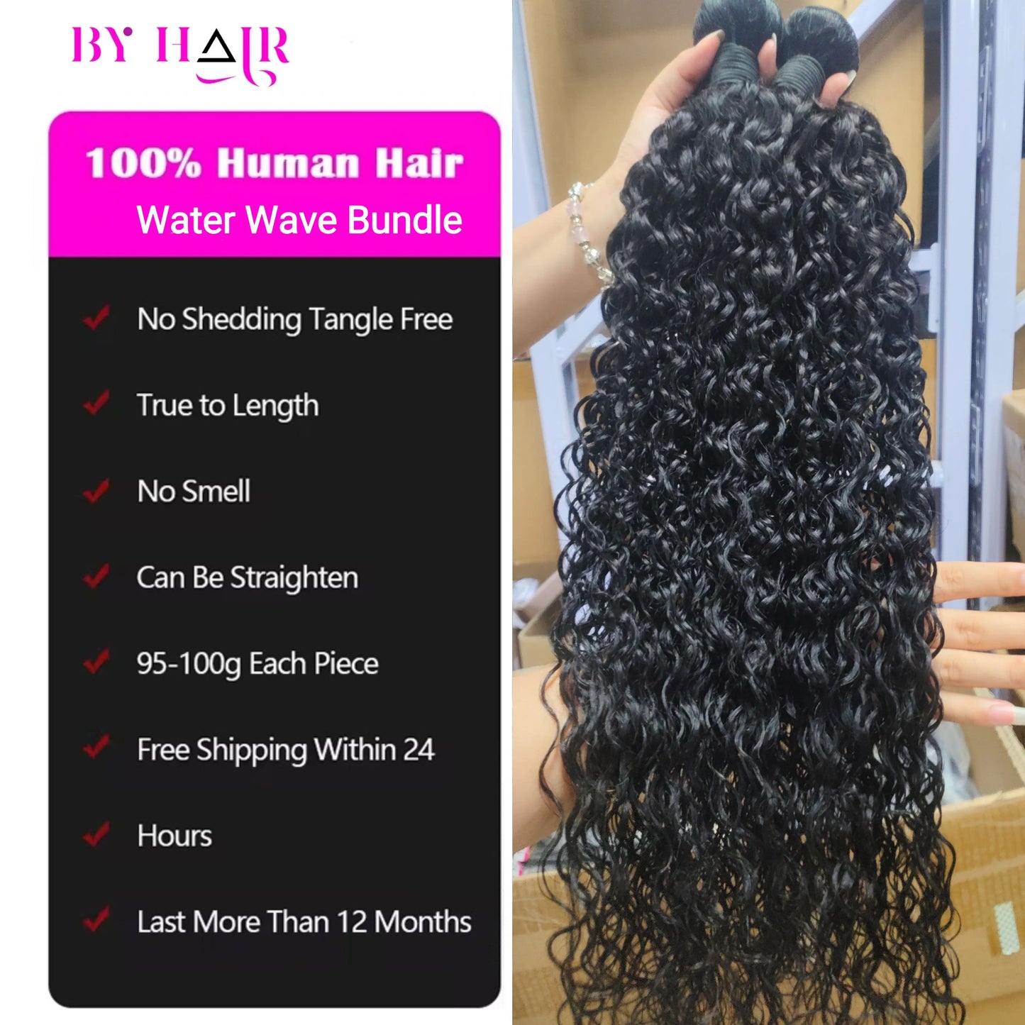 Water Wave Bundles 12A Peruvian 100% Human Hair Bundles 1 3 4 Bundles Deal Wet And Wavy Curly Hair Extensions