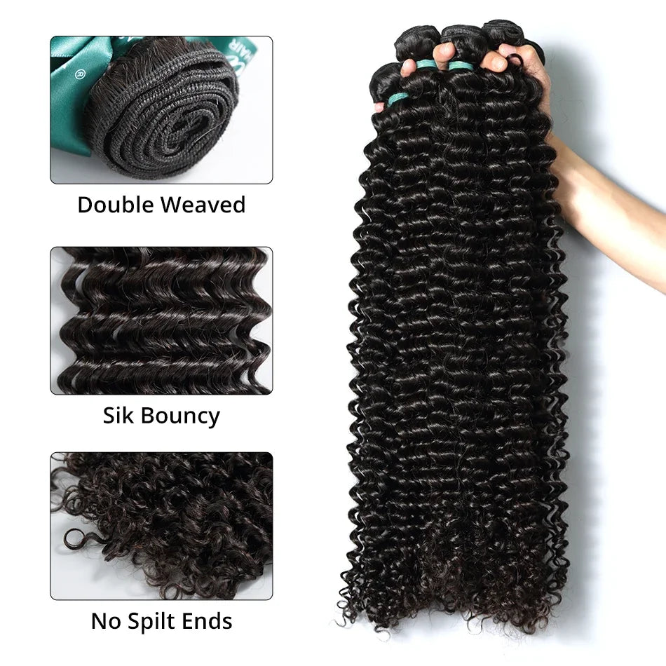 Rosabeauty 30 40 Inch Loose Deep Wave Human Hair Bundles Brazilian Curly 3 4 Bundles Raw Hair Extensions Double Weft Wholesale