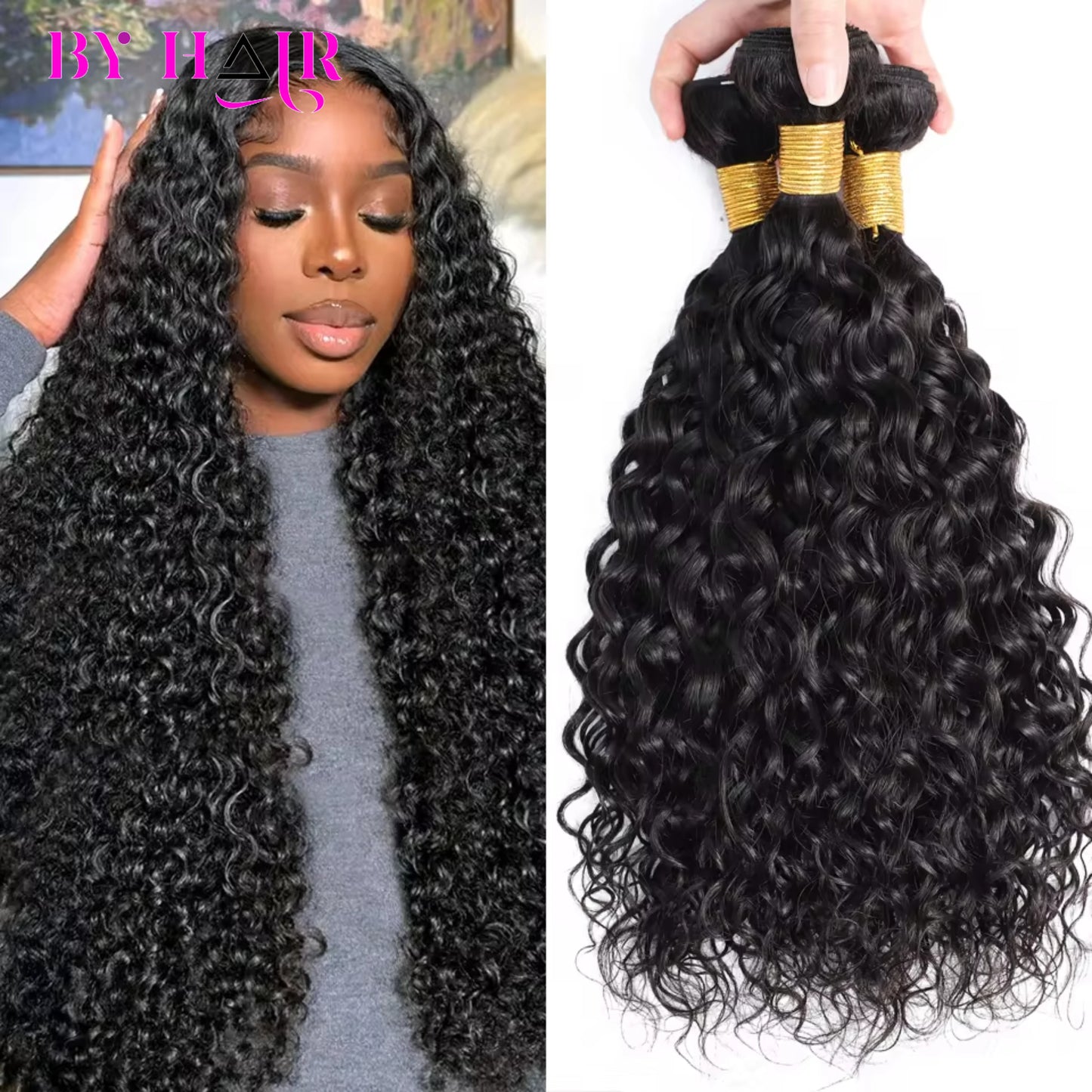 Water Wave Bundles 12A Peruvian 100% Human Hair Bundles 1 3 4 Bundles Deal Wet And Wavy Curly Hair Extensions