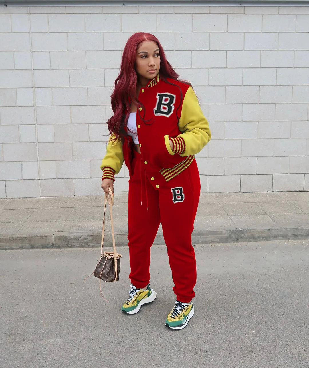 Letter Striped print Women Fall Two piece Set Sweatshirt Zipp jacket Top Trousers Sports Baseball Uniform Workout Outfits