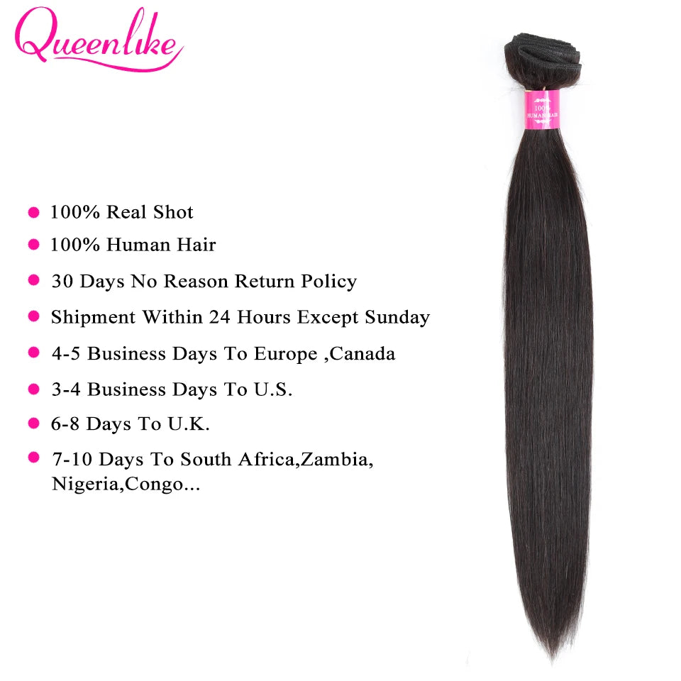 Queenlike Straight Human Hair Bundles with Closures Brazilian Raw Hair Weave Bundles With 2x6 Deep Kim Closure And Bundles