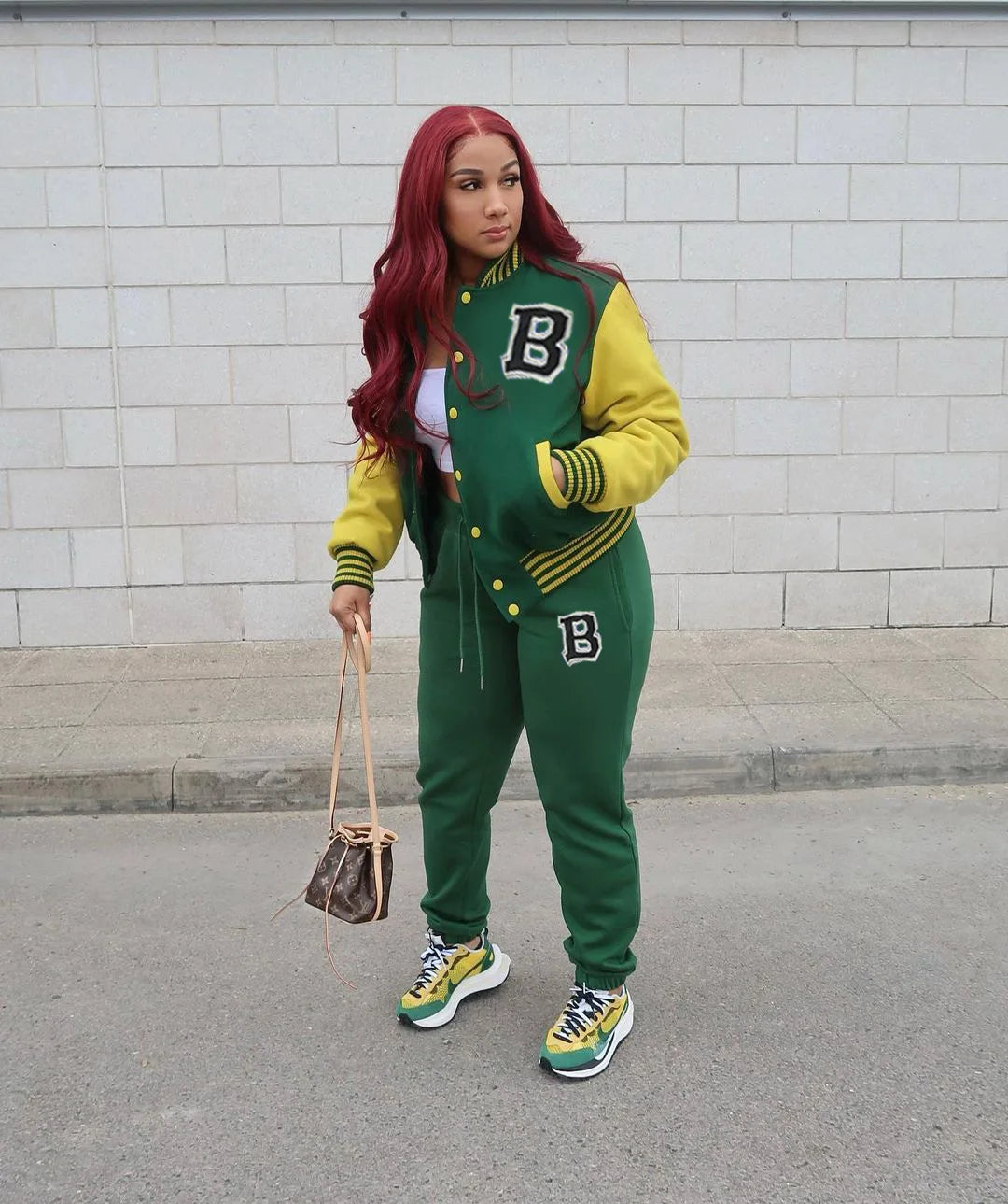 Letter Striped print Women Fall Two piece Set Sweatshirt Zipp jacket Top Trousers Sports Baseball Uniform Workout Outfits