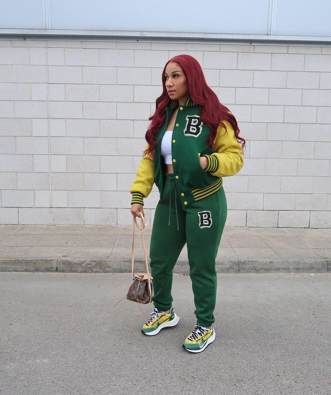 Letter Striped print Women Fall Two piece Set Sweatshirt Zipp jacket Top Trousers Sports Baseball Uniform Workout Outfits