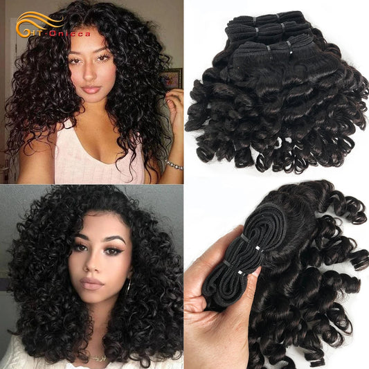 Indian Bouncy Curly Human Hair 1 3 4 Bundle Deals Curly Hair Weave Bundles Natural Hair Extensions For Black Women Remy