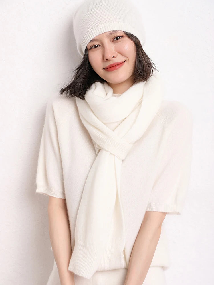 New Arrival Autumn Winter Knit Women Shawl Solid Color 100% Goat Cashmere Scarf Warm Fashion Capes Lady High Quality Scarves