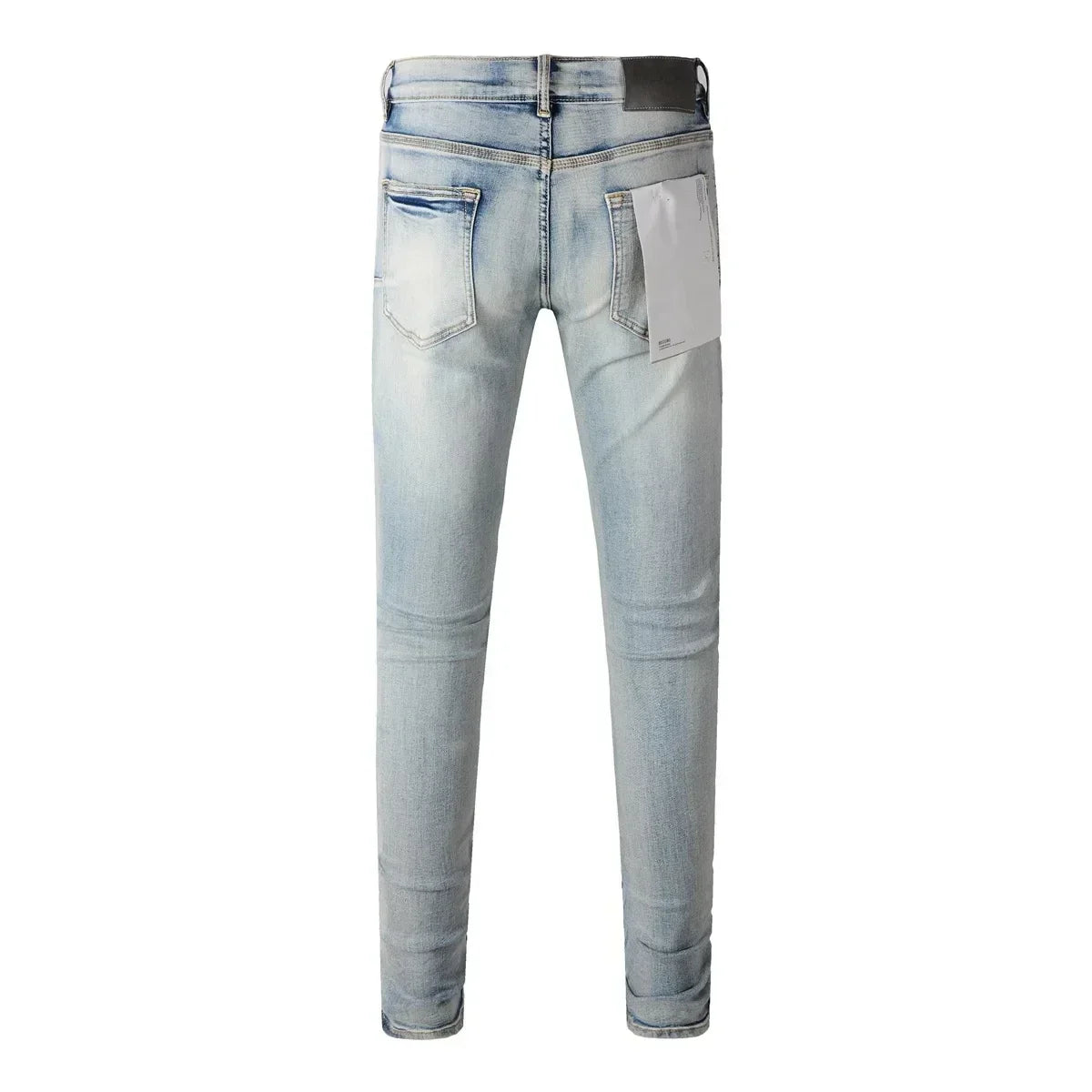 American Purples Jeans men Fashion brands top quality High Street Blue Patch Repair Low Rise Skinny Denim pants 28-40 size