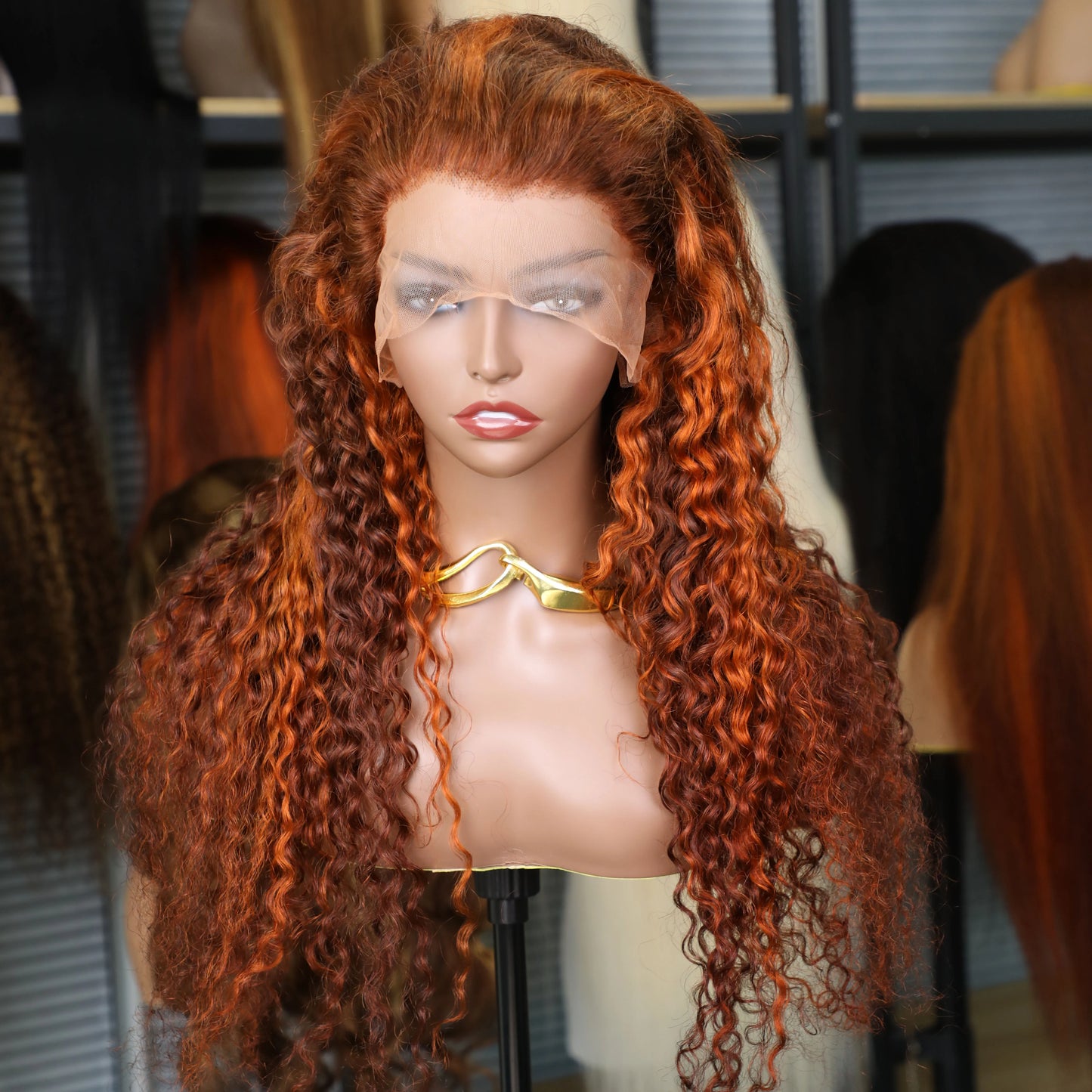 Highlight 4/350 Ombre Orange Ginger Lace Front Wig Human Hair Water Wave 13x6 HD Lace Frontal Wig Curly Human Hair Multi Parting