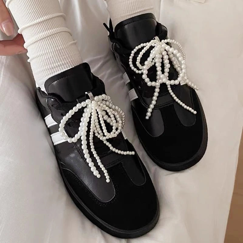 1/2Pc Bows Beaded Charm Shoe Buckle Decoration DIY Bowknot Pearl Shoelaces Clips Charms Pendant Women Sneakers Shoes Accessories