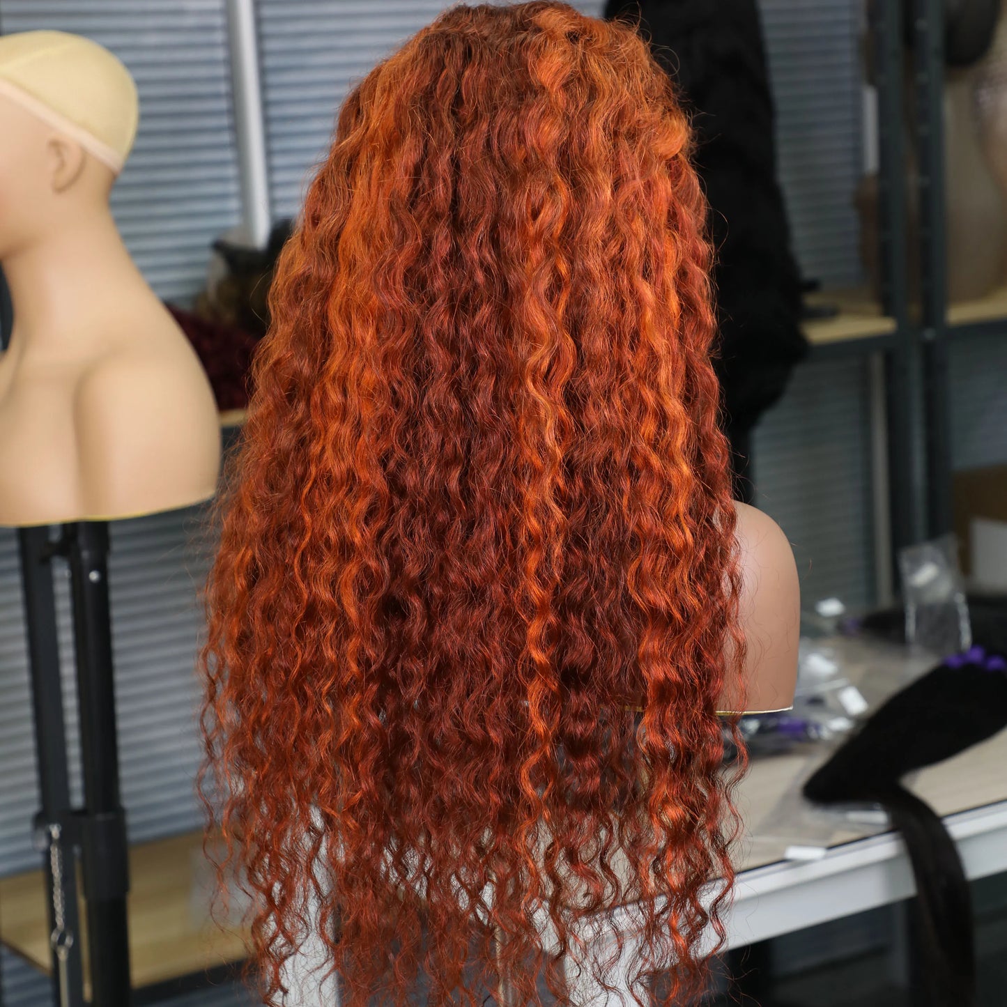 Highlight 4/350 Ombre Orange Ginger Lace Front Wig Human Hair Water Wave 13x6 HD Lace Frontal Wig Curly Human Hair Multi Parting