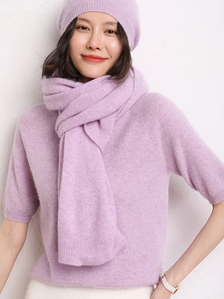 New Arrival Autumn Winter Knit Women Shawl Solid Color 100% Goat Cashmere Scarf Warm Fashion Capes Lady High Quality Scarves