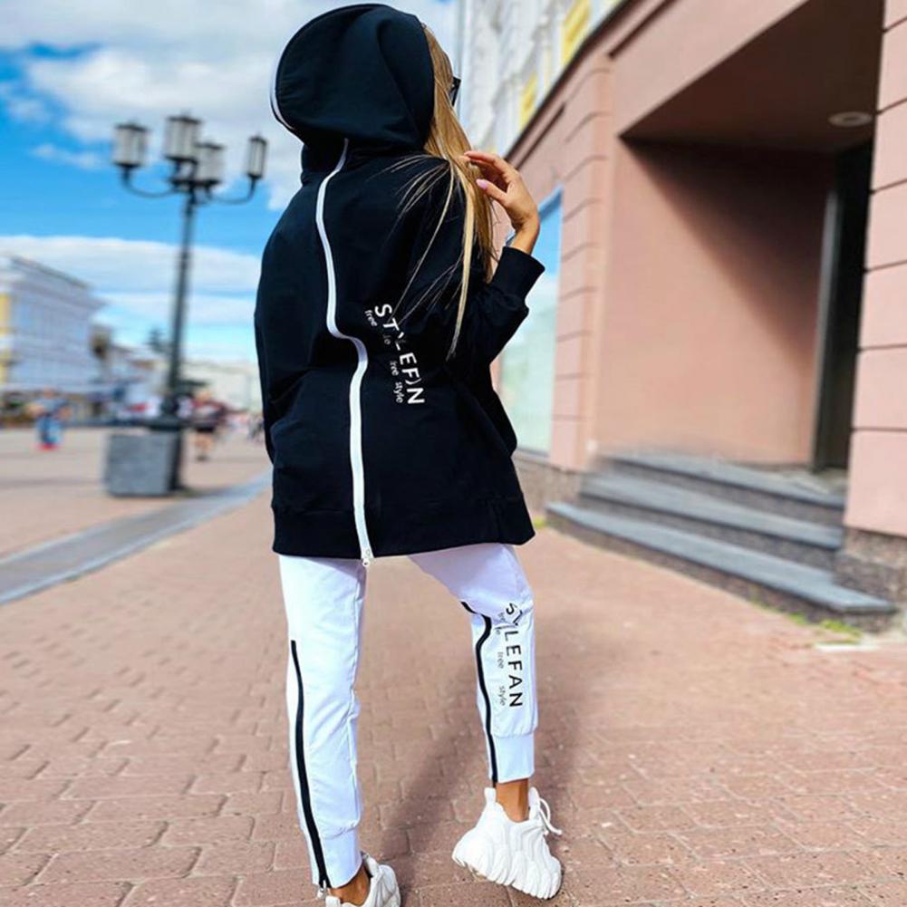 Winter Chic Oversized Tracksuit Back Zipper Long Hoodie + Pants Set Street Sportswear Pullover Hip-Hop Two-Piece Women Outfits