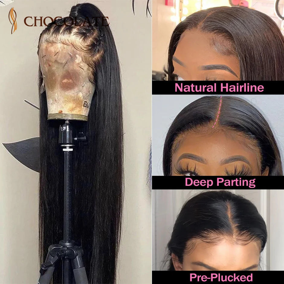 13X6 HD Lace Frontal Wig Human Hair Straight 4x4 Lace Closure Wigs 10A Brazilian Virgin Human Hair Wigs For Women 180 Density