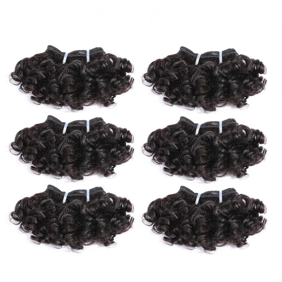 Bouncy Curly Hair Bundles Double Draw Indian 6inch Short Cut Remy Human Hair Extensions Natural Black Brown Color free shipping