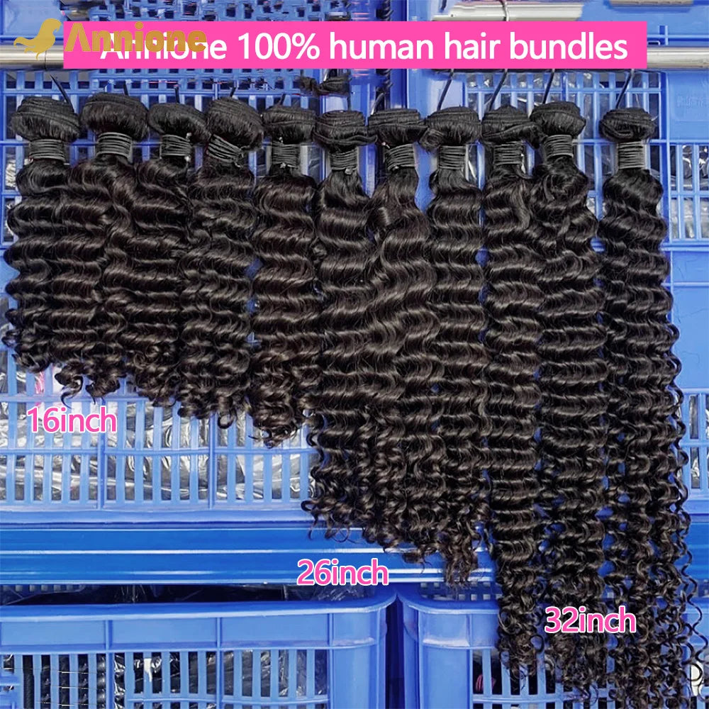 Curly Deep Wave Human Hair Bundles 30 32 Inch 4/3/1PCS Bundles Raw Hair 100% human hair Brazilian Hair Bundle Weaving Extensions