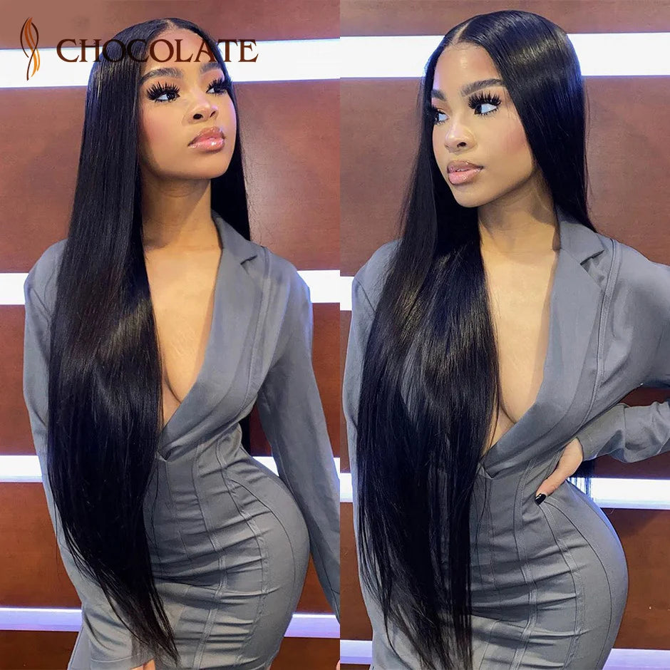 13X6 HD Lace Frontal Wig Human Hair Straight 4x4 Lace Closure Wigs 10A Brazilian Virgin Human Hair Wigs For Women 180 Density