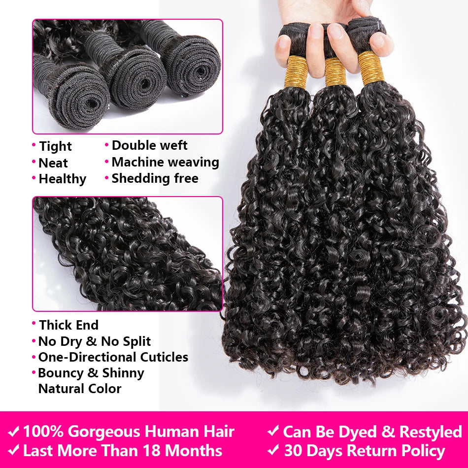 Brazilian 10A Small Spirals Curly Bundles Unprocessed Kinky Curly Human Hair Pixie Curls Weave Deep Virgin Hair Extension 3B 3C