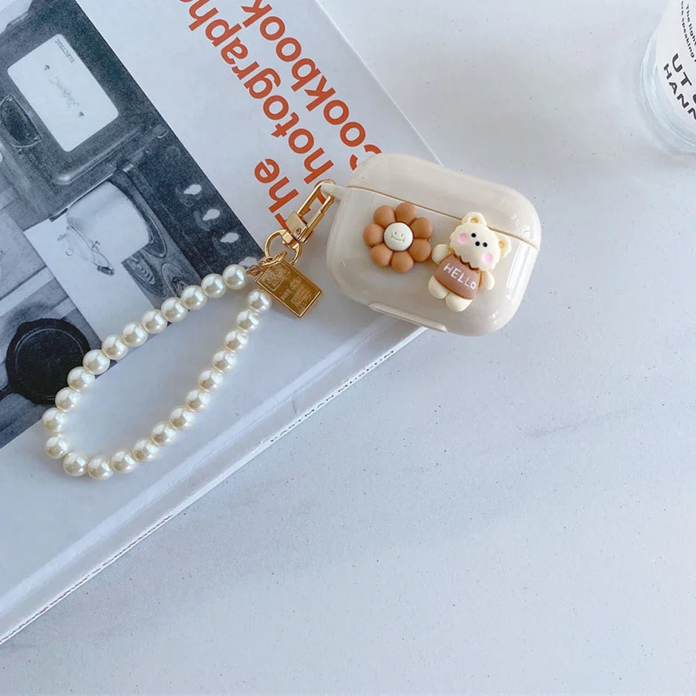 New Retro Beige Case For Airpods 4 (2024) Cute Earphone Case For AirPods Pro 2nd 3 1 2 Earphone Charging Box Keychain Lanyard