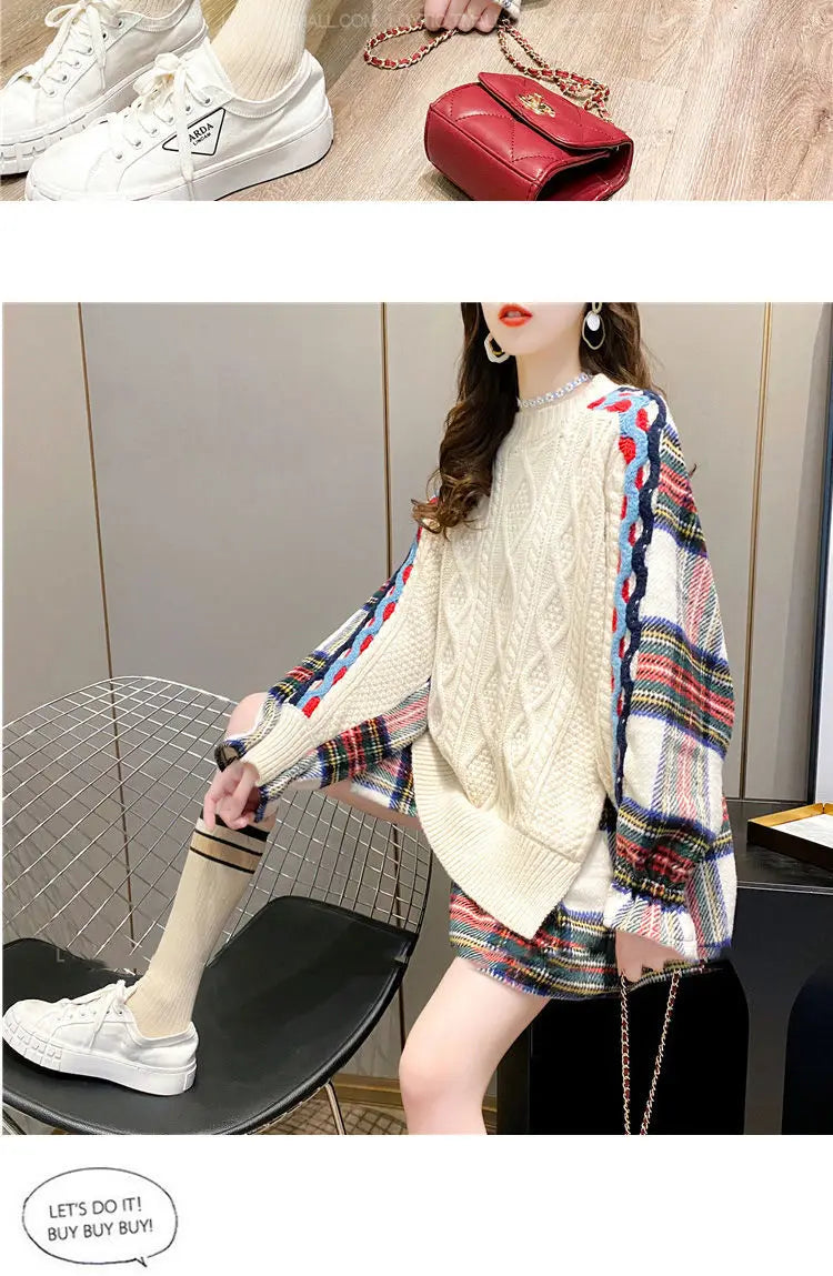 Autumn and Winter 2024 New Pullover Sweater Women's Korean Version Loose Large Fried Dough Twists Knitwear Womenwinter Clothes W