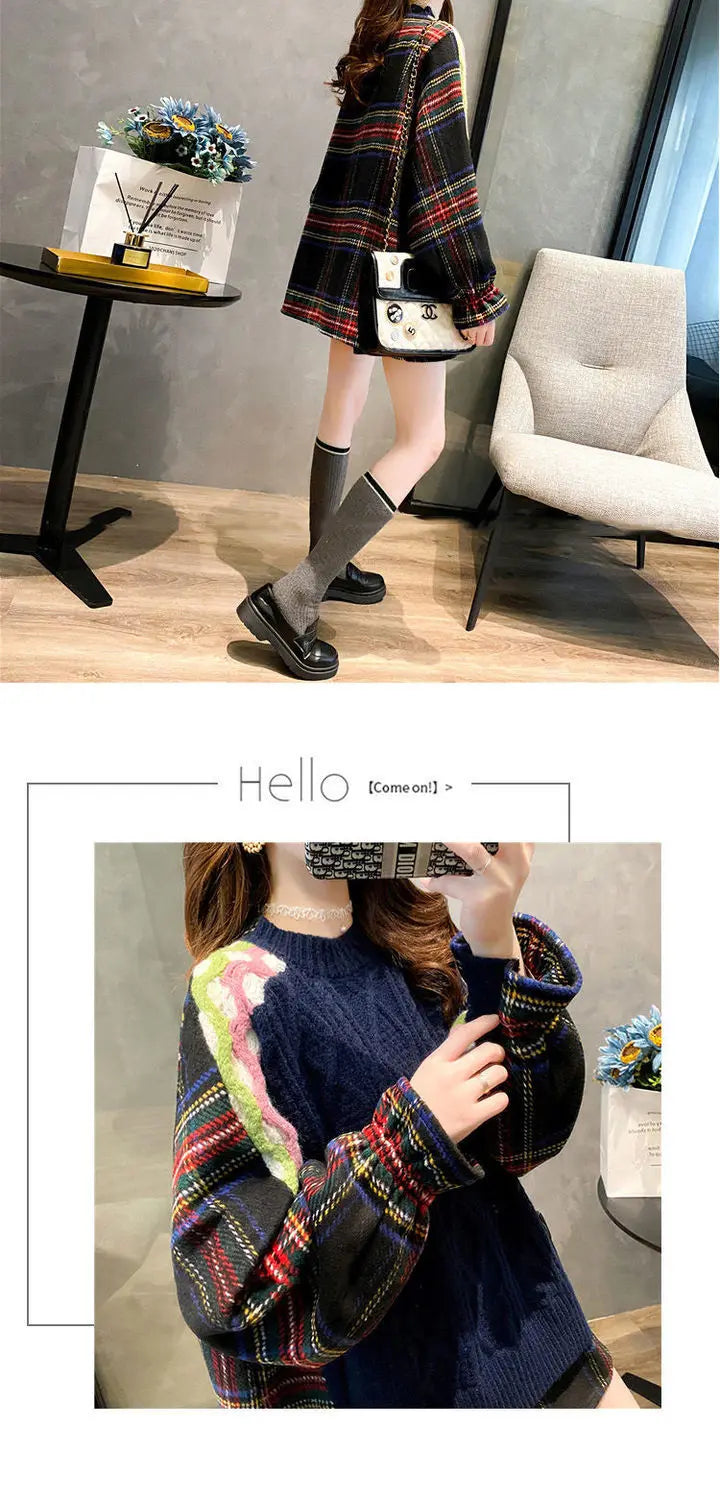 Autumn and Winter 2024 New Pullover Sweater Women's Korean Version Loose Large Fried Dough Twists Knitwear Womenwinter Clothes W