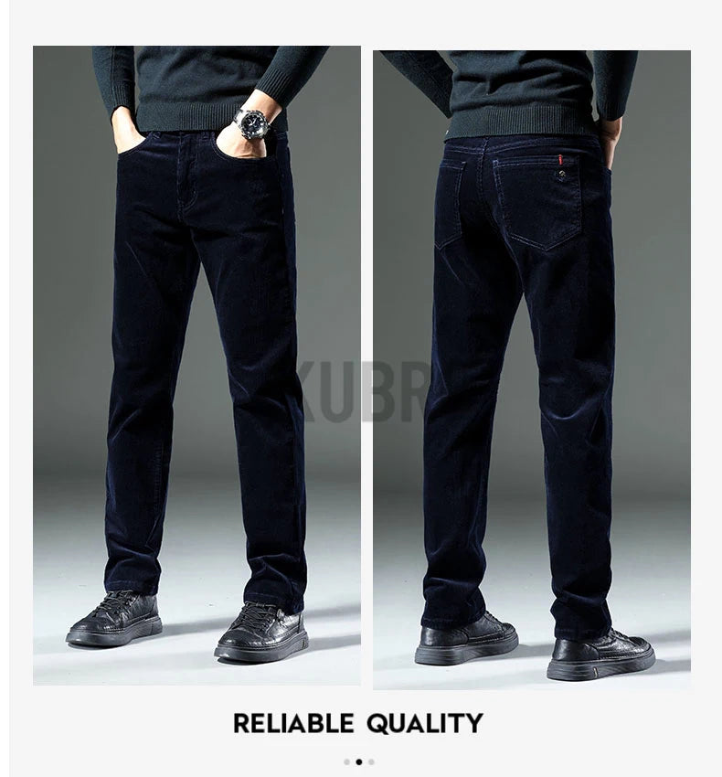 KUBRO England Style Casual Wide Leg Pants Men 2023 Spring Summer New Business Fashion Comfortable Jeans High Quality Trousers