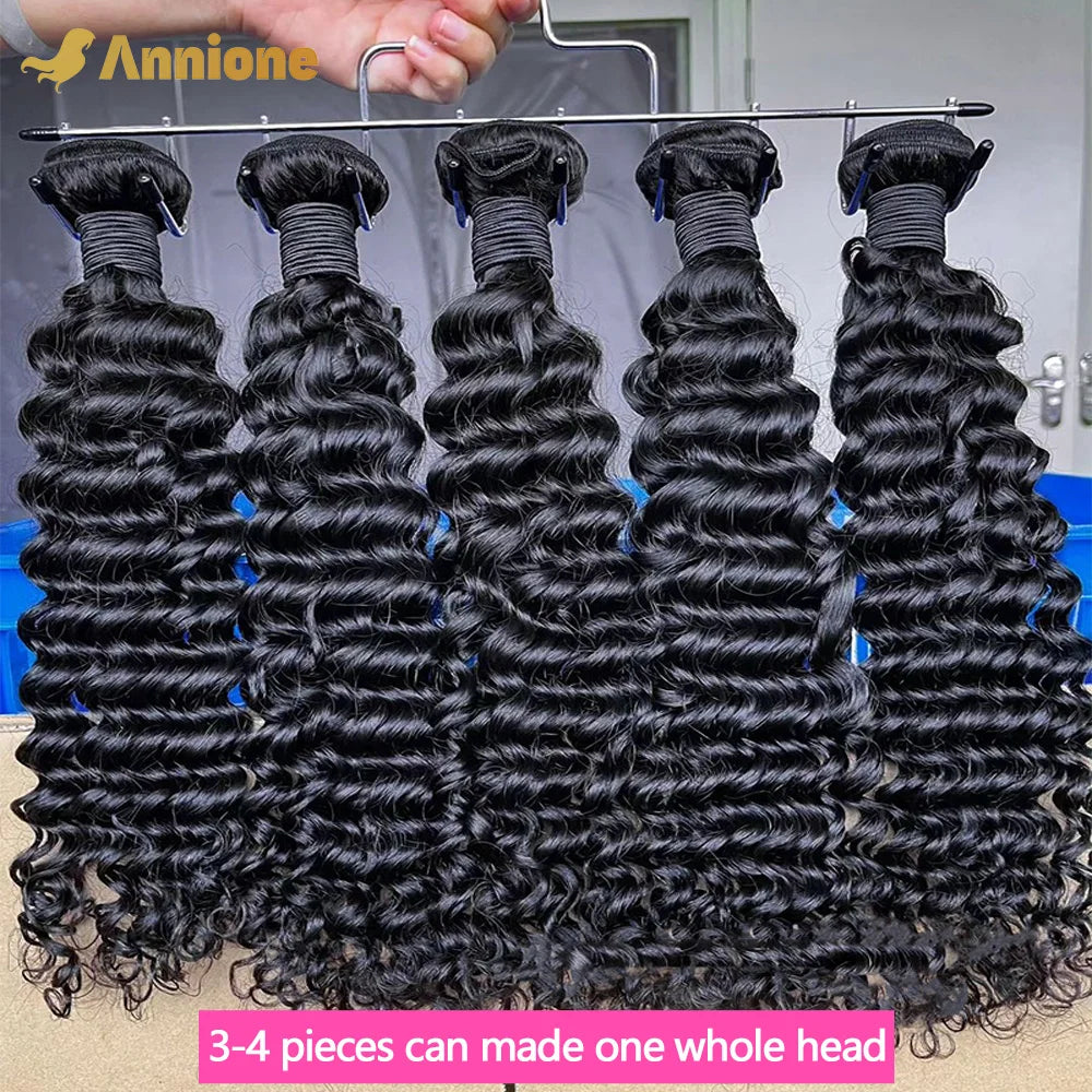 Curly Deep Wave Human Hair Bundles 30 32 Inch 4/3/1PCS Bundles Raw Hair 100% human hair Brazilian Hair Bundle Weaving Extensions