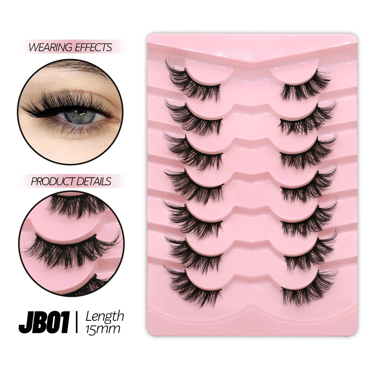 GROINNEYA Half Lashes Half Lashes Soft Natural Clear Band Lashes Natural Look Faux Mink Wispy Mink Eyelashes Extension Makeup