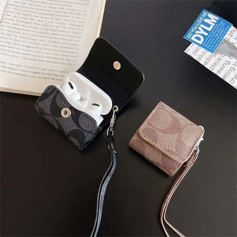 Printed leather Earphone case suitable for Apple Airpods 1 2 3 Pro 2 2rd generation wireless Bluetooth headphone protective case