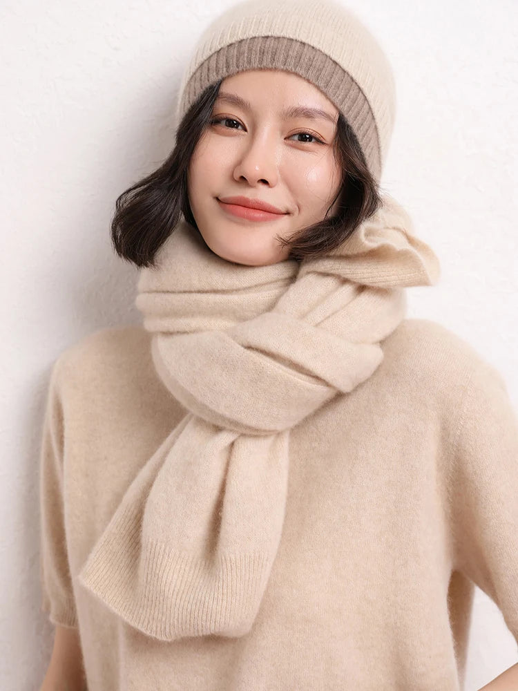 New Arrival Autumn Winter Knit Women Shawl Solid Color 100% Goat Cashmere Scarf Warm Fashion Capes Lady High Quality Scarves