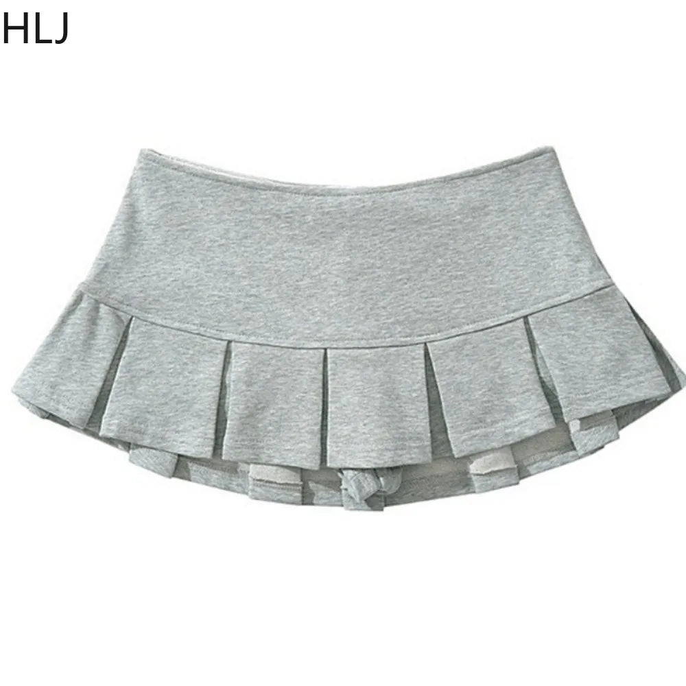 HLJ Fashion Y2K Letter Print Pullover Two Piece Sets Women V Neck Long Sleeve Top And Mini Pleated Skirts Outfit Female Clothing