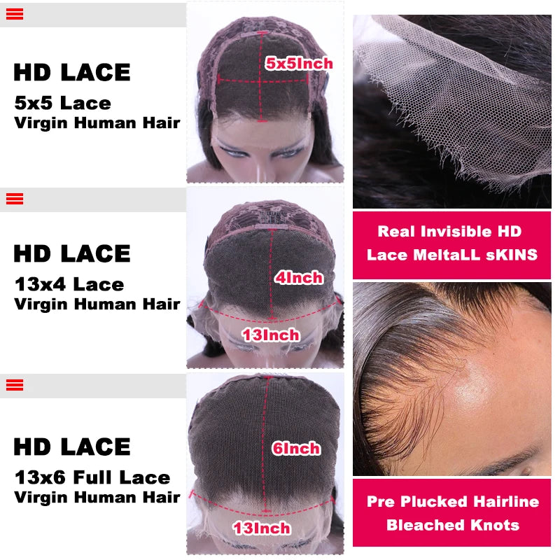 HD Lace Water Wave 13x6 5x5 6x6 Wig Raw Human Hair Wigs Pre Plucked Natural Hairline Melt Skin Lace Queen Hair Official Store