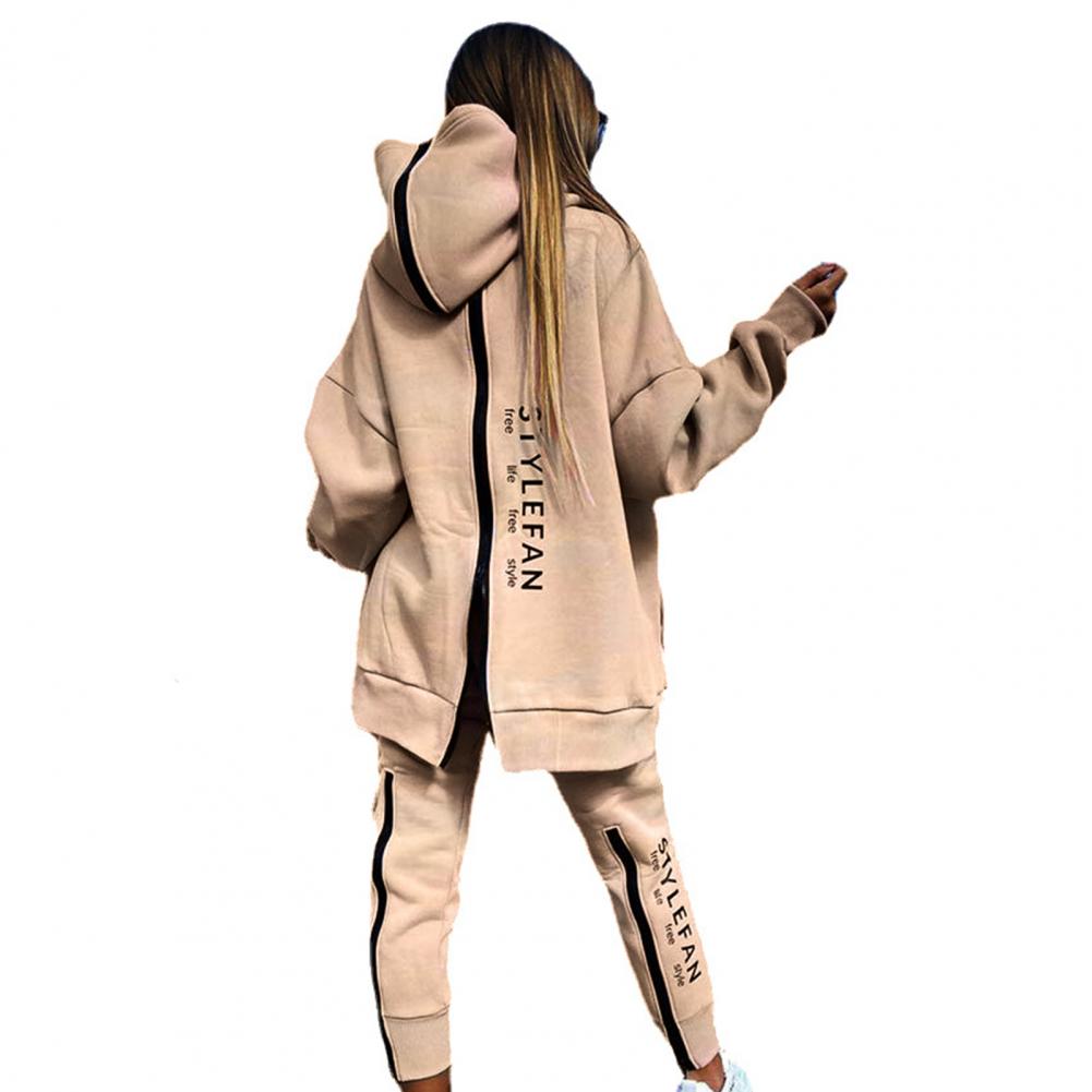 Winter Chic Oversized Tracksuit Back Zipper Long Hoodie + Pants Set Street Sportswear Pullover Hip-Hop Two-Piece Women Outfits