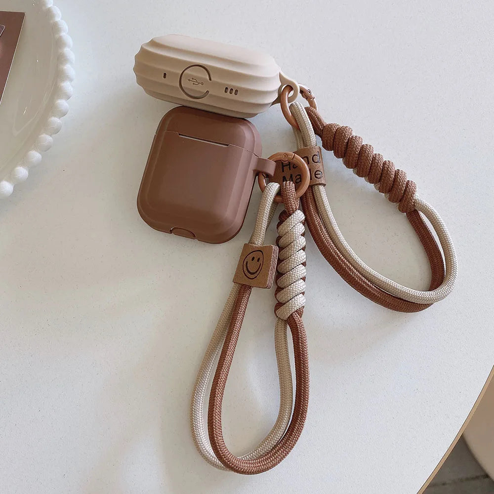 caramel color soft silicone earphone case with bracelet fall prevention couple for airpods 2 3 pro 2 bluetooth charging box case