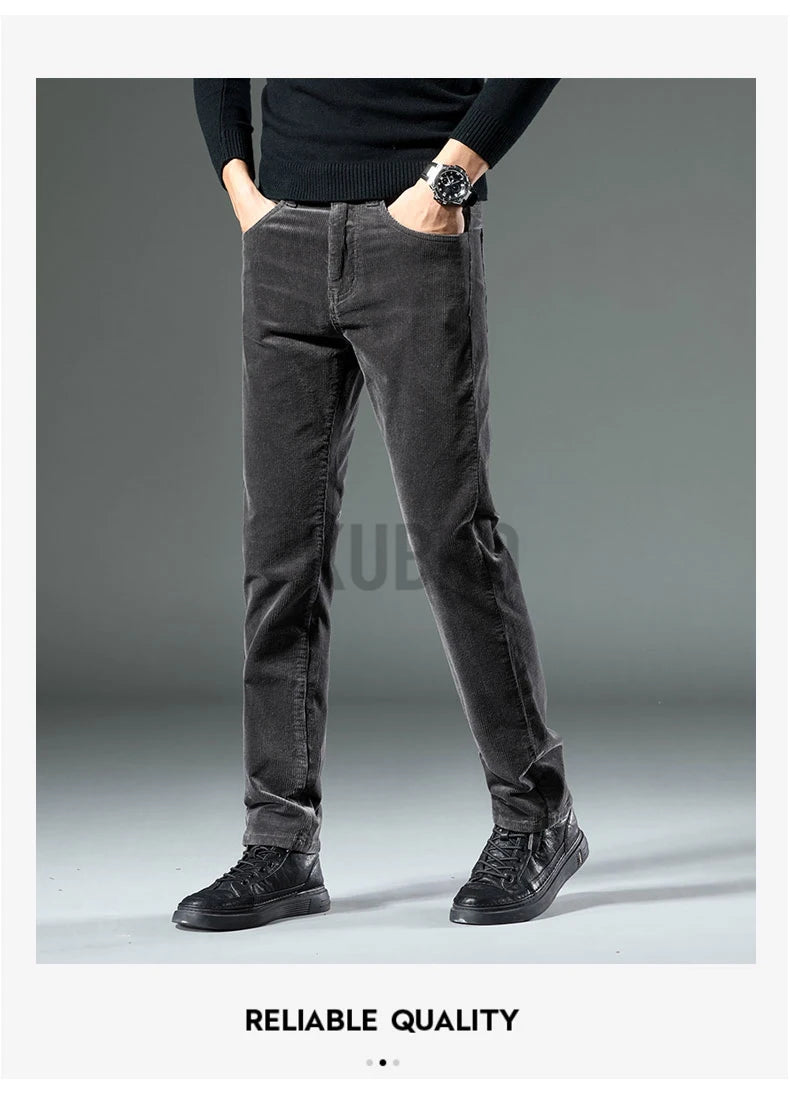 KUBRO England Style Casual Wide Leg Pants Men 2023 Spring Summer New Business Fashion Comfortable Jeans High Quality Trousers