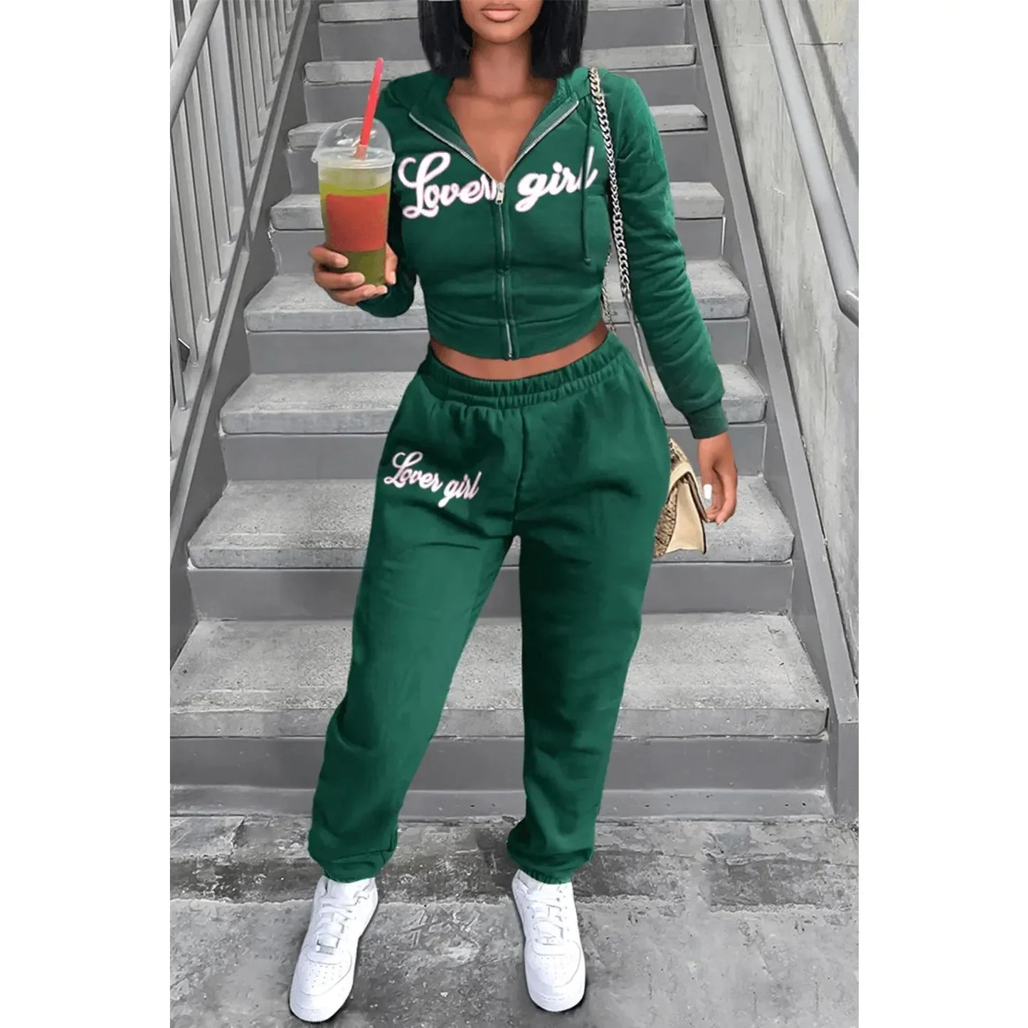 Letter Striped print Women Fall Two piece Set Sweatshirt Zipp jacket Top Trousers Sports Baseball Uniform Workout Outfits