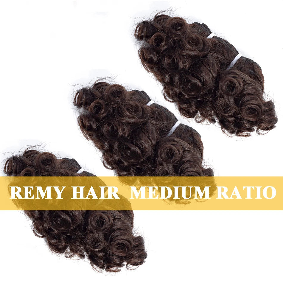 Bouncy Curly Hair Bundles Double Draw Indian 6inch Short Cut Remy Human Hair Extensions Natural Black Brown Color free shipping