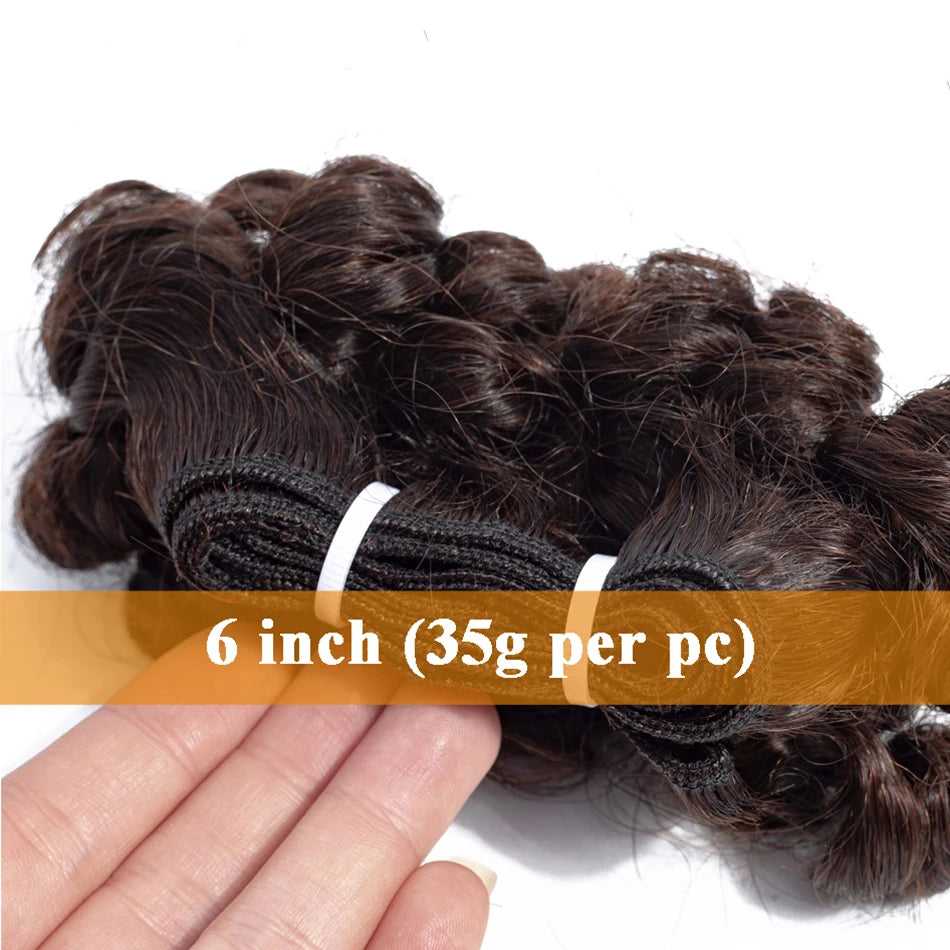 Bouncy Curly Hair Bundles Double Draw Indian 6inch Short Cut Remy Human Hair Extensions Natural Black Brown Color free shipping