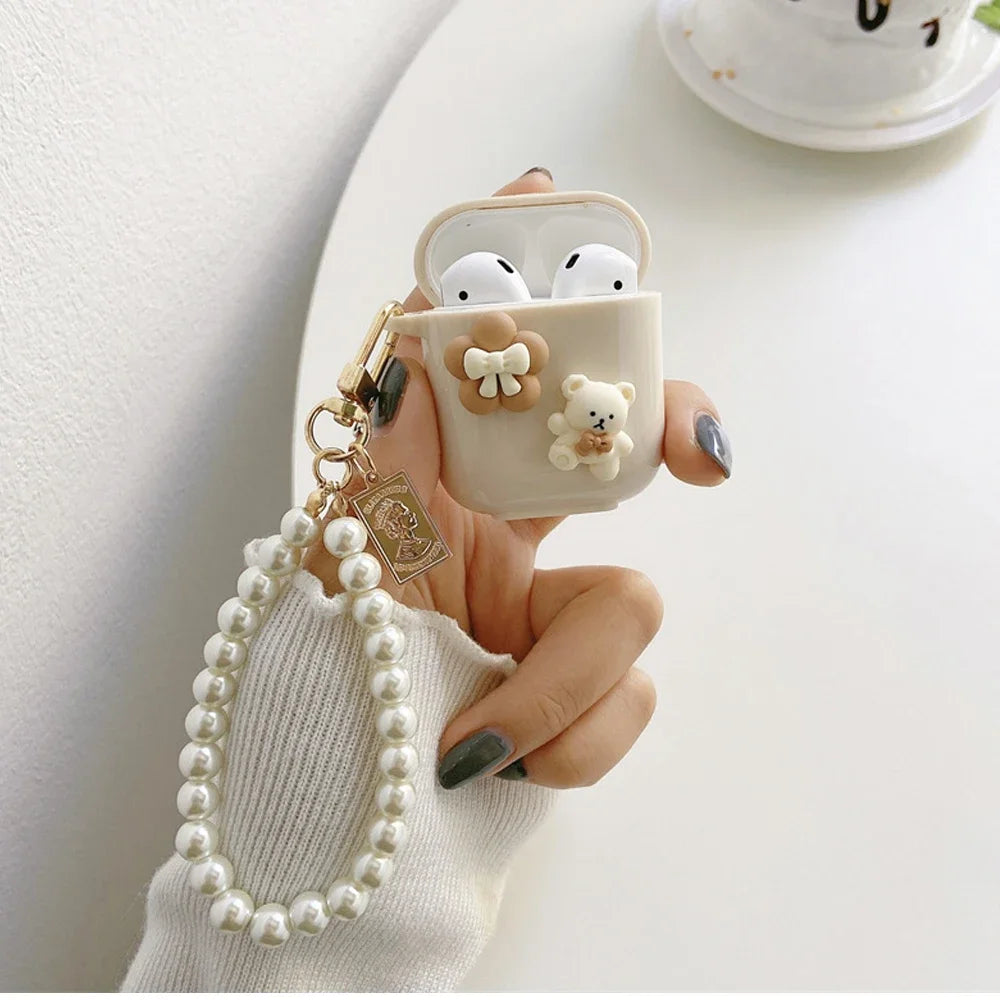 New Retro Beige Case For Airpods 4 (2024) Cute Earphone Case For AirPods Pro 2nd 3 1 2 Earphone Charging Box Keychain Lanyard