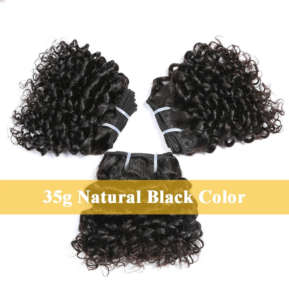 Bouncy Curly Hair Bundles Double Draw Indian 6inch Short Cut Remy Human Hair Extensions Natural Black Brown Color free shipping