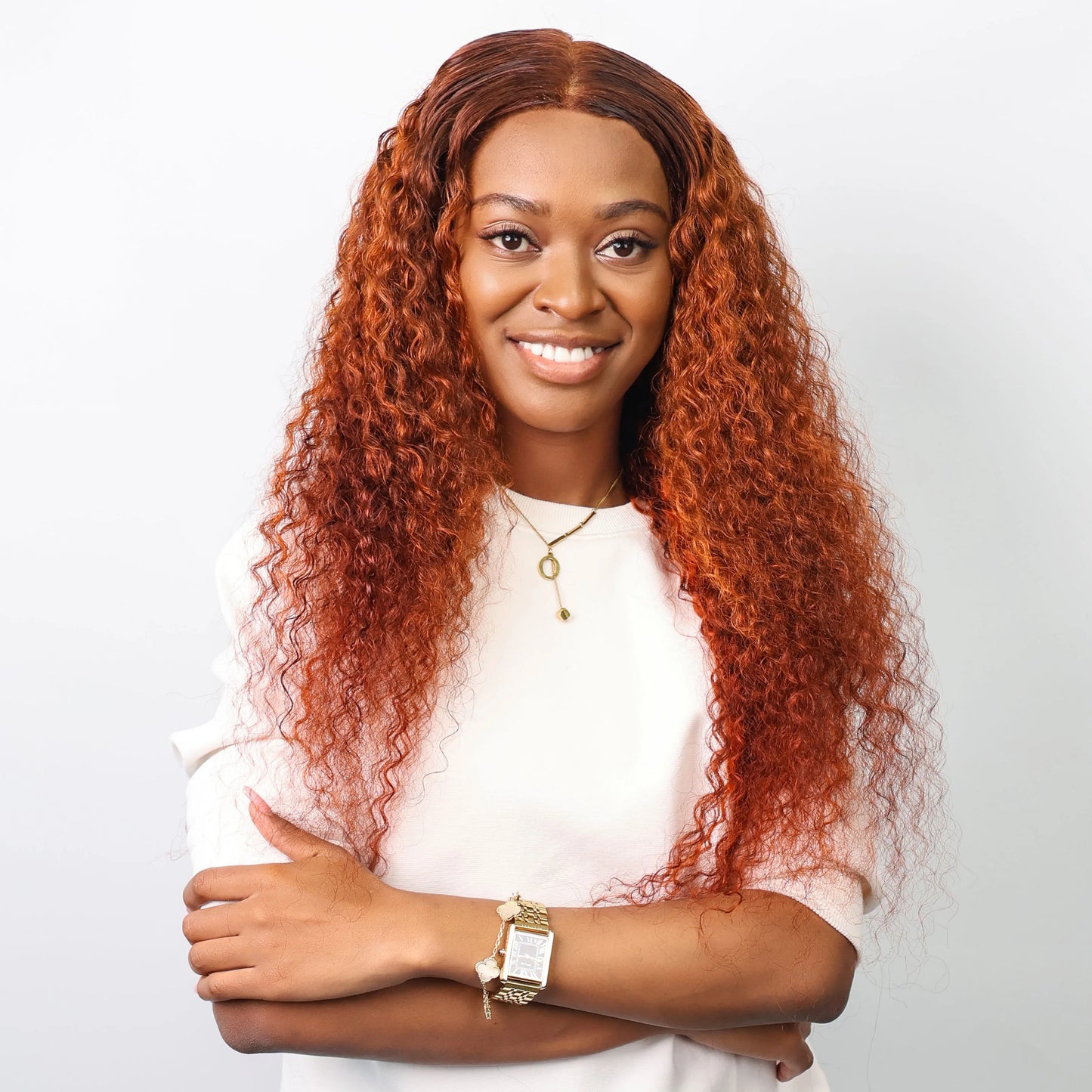 Highlight 4/350 Ombre Orange Ginger Lace Front Wig Human Hair Water Wave 13x6 HD Lace Frontal Wig Curly Human Hair Multi Parting