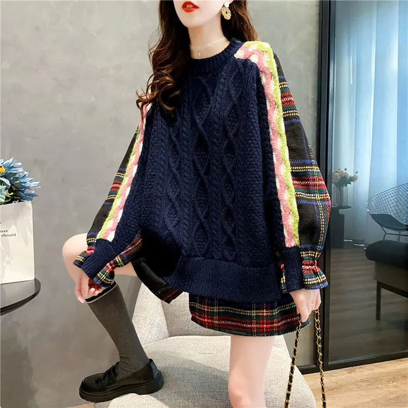 Autumn and Winter 2024 New Pullover Sweater Women's Korean Version Loose Large Fried Dough Twists Knitwear Womenwinter Clothes W