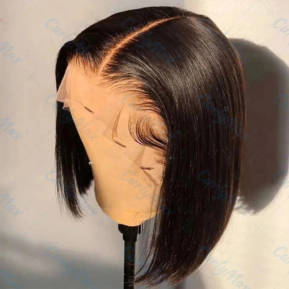 200% Brazilian Bone Straight Short Bob 13x4 Lace Frontal Human Hair 13x6 HD Transparent Lace Front 5x5 Closure Bob Wig For Women