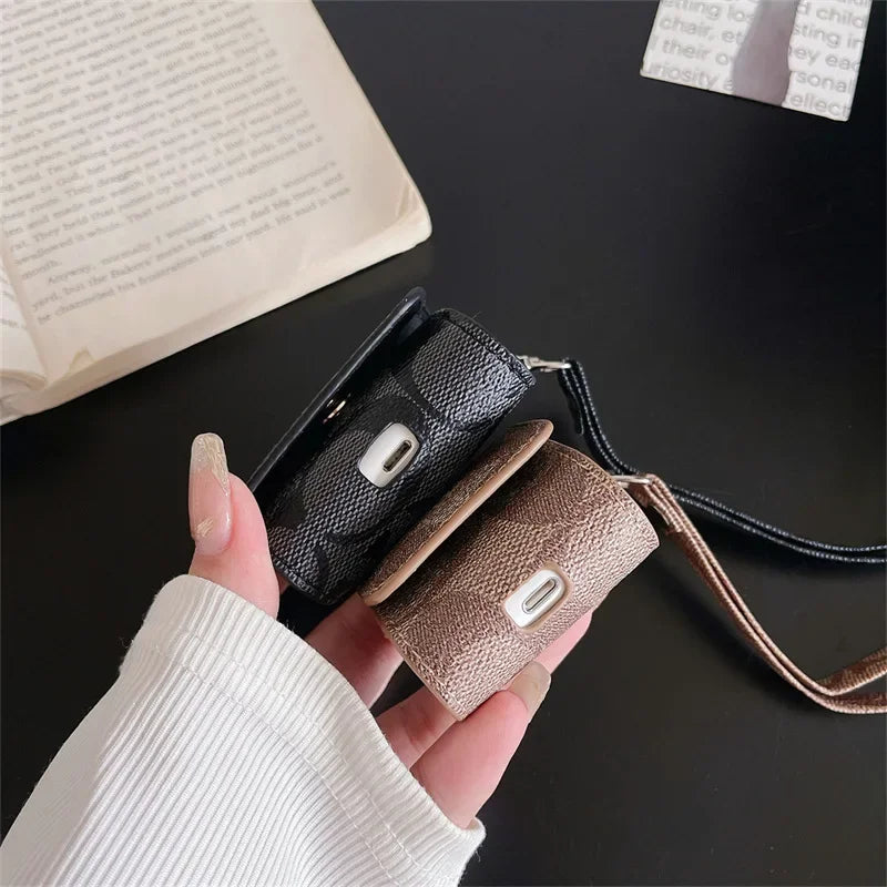 Printed leather Earphone case suitable for Apple Airpods 1 2 3 Pro 2 2rd generation wireless Bluetooth headphone protective case