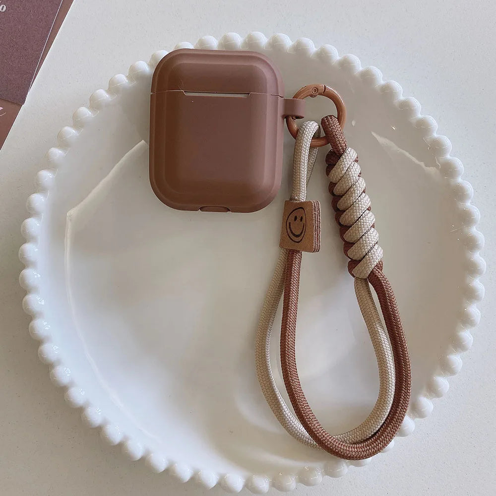 caramel color soft silicone earphone case with bracelet fall prevention couple for airpods 2 3 pro 2 bluetooth charging box case