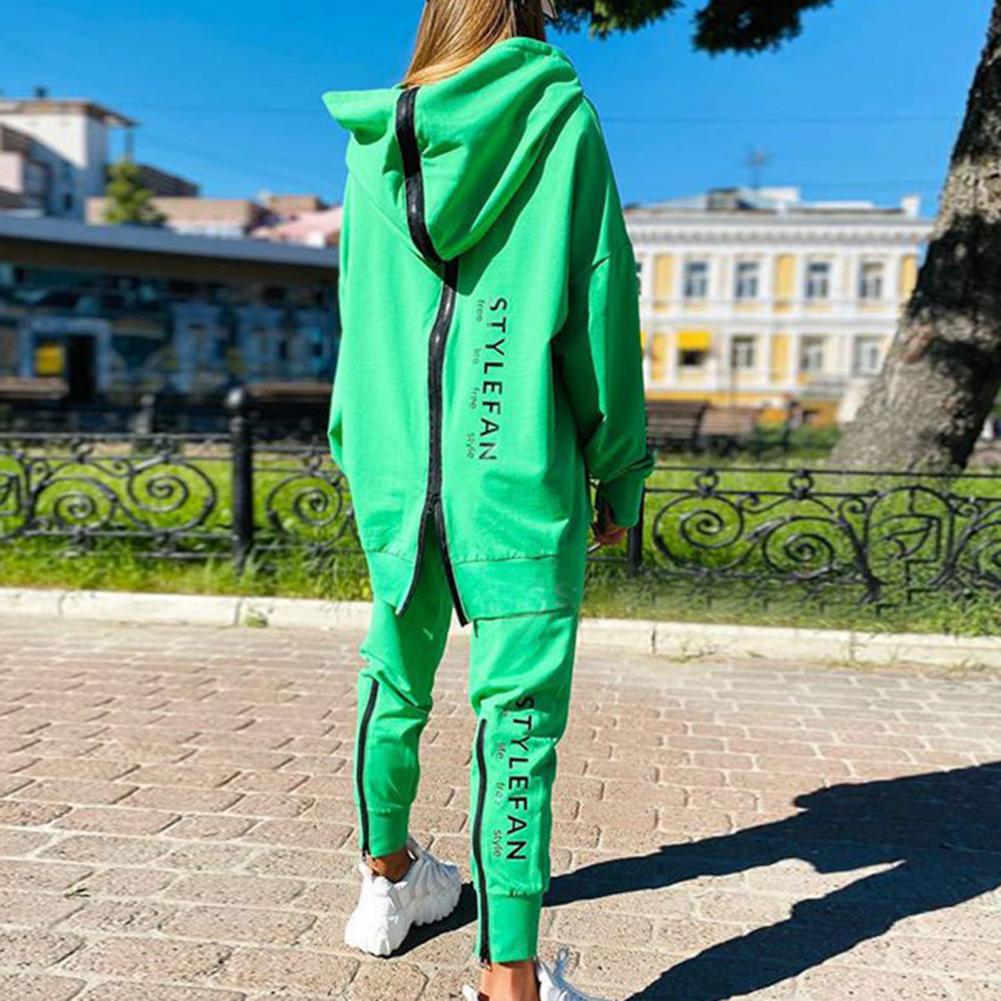 Winter Chic Oversized Tracksuit Back Zipper Long Hoodie + Pants Set Street Sportswear Pullover Hip-Hop Two-Piece Women Outfits