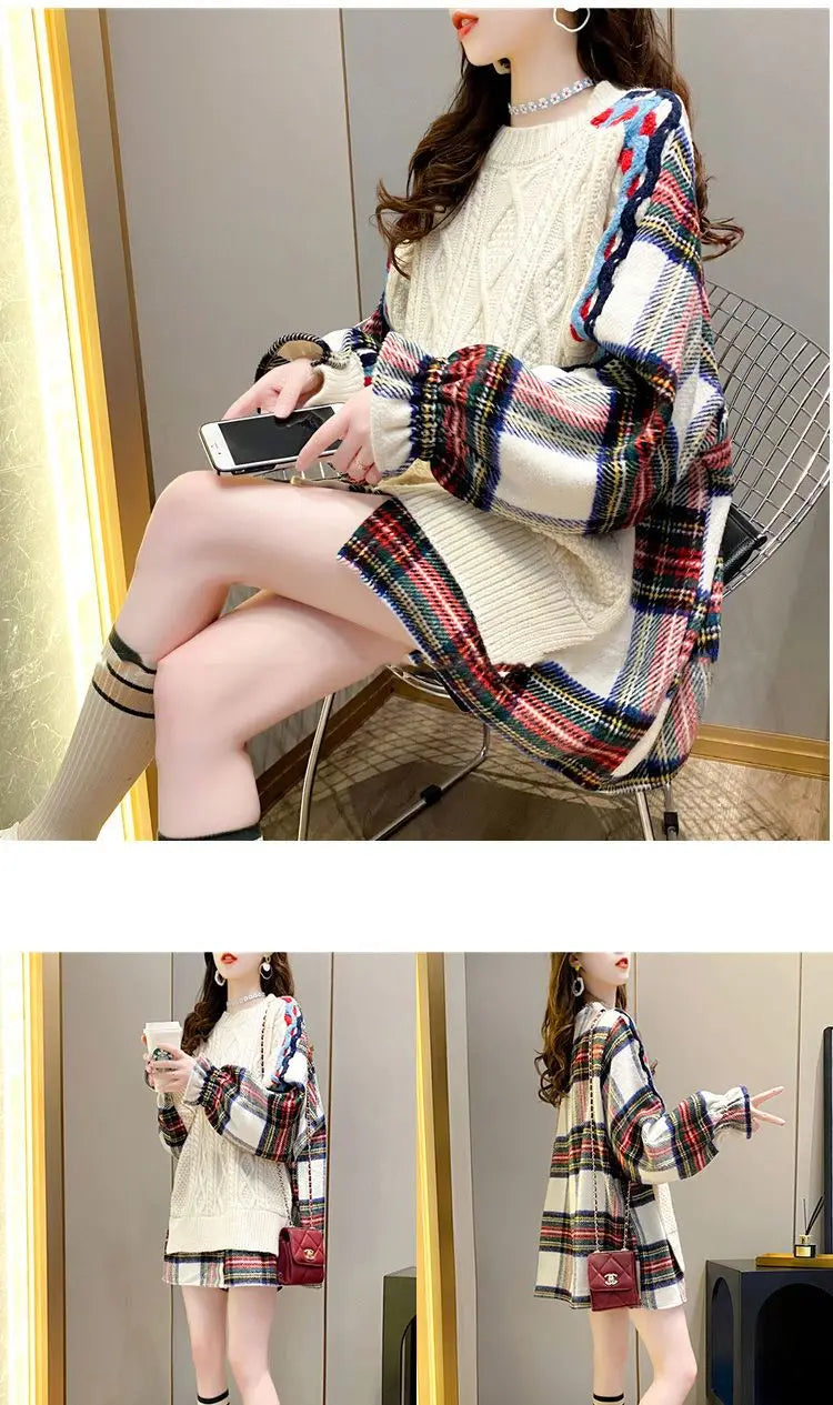 Autumn and Winter 2024 New Pullover Sweater Women's Korean Version Loose Large Fried Dough Twists Knitwear Womenwinter Clothes W