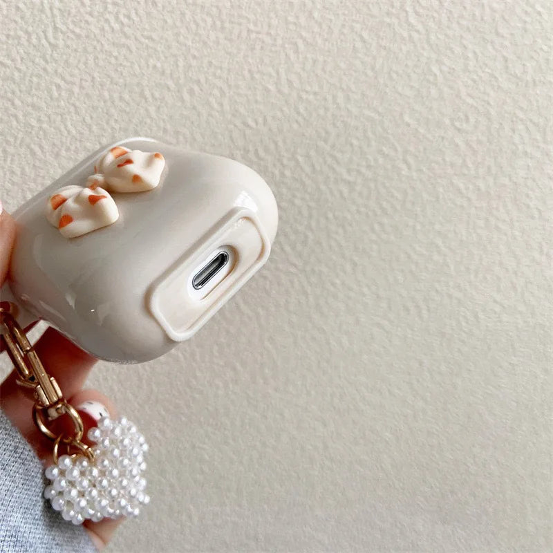 New Retro Beige Case For Airpods 4 (2024) Cute Earphone Case For AirPods Pro 2nd 3 1 2 Earphone Charging Box Keychain Lanyard