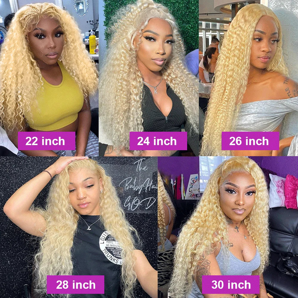 613 Transparent Hd Lace Front Human Hair Wig Curly 13x6 Honey Blonde Deep Wave Full Lace Frontal Wig Brazilian 40Inch 250Density