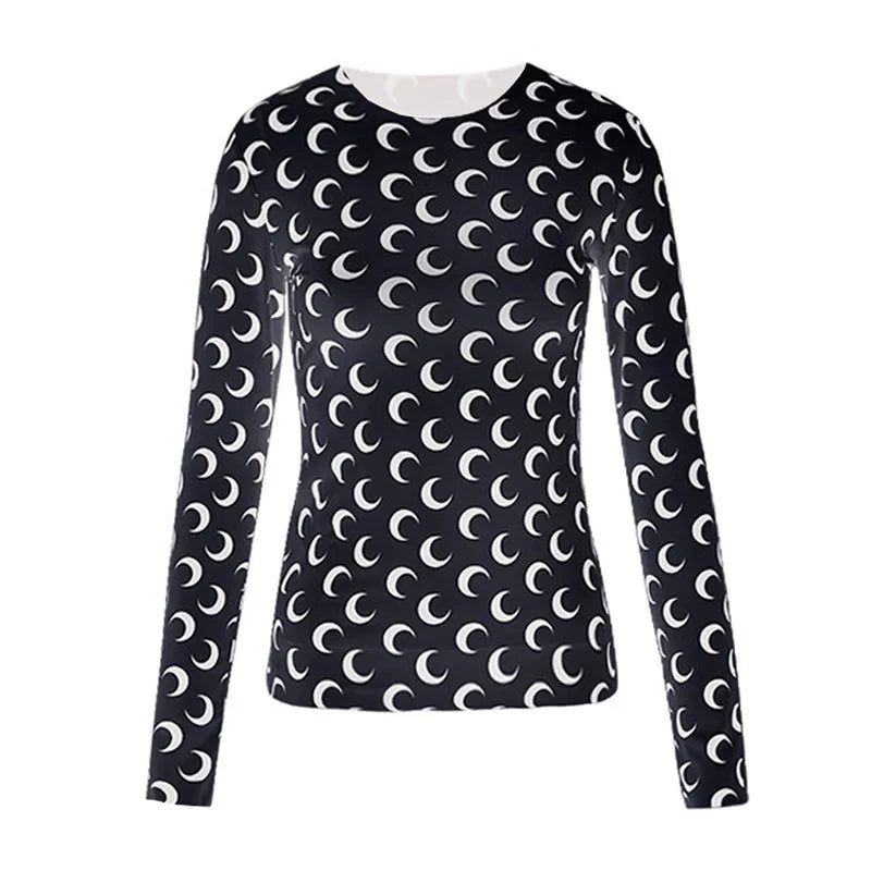 Graphic,top,for,women,printed,tshirt,stretchy,slim,multi,colors,korean,fall,spring,2025,long,sleeve,4D901