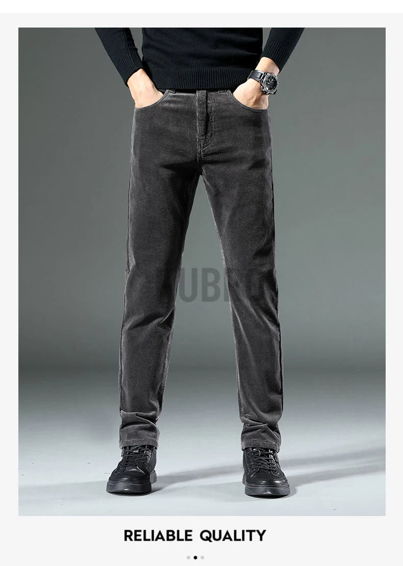 KUBRO England Style Casual Wide Leg Pants Men 2023 Spring Summer New Business Fashion Comfortable Jeans High Quality Trousers