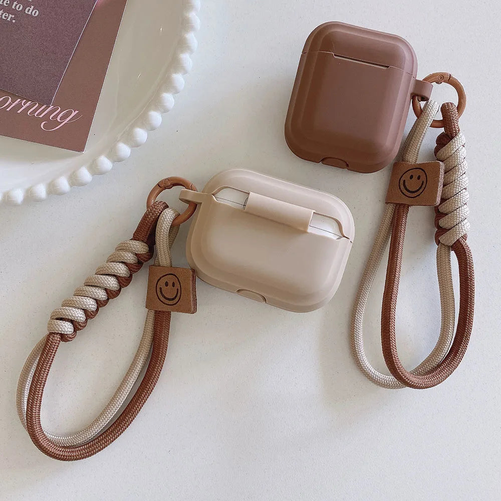 caramel color soft silicone earphone case with bracelet fall prevention couple for airpods 2 3 pro 2 bluetooth charging box case